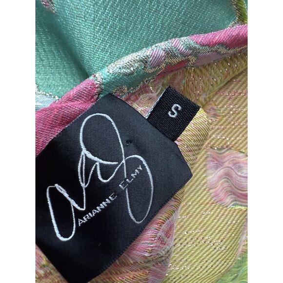 Arianne Elmy Green Good Luck Floral Embroidered Puff Sleeve Top Size S - Picture 13 of 15